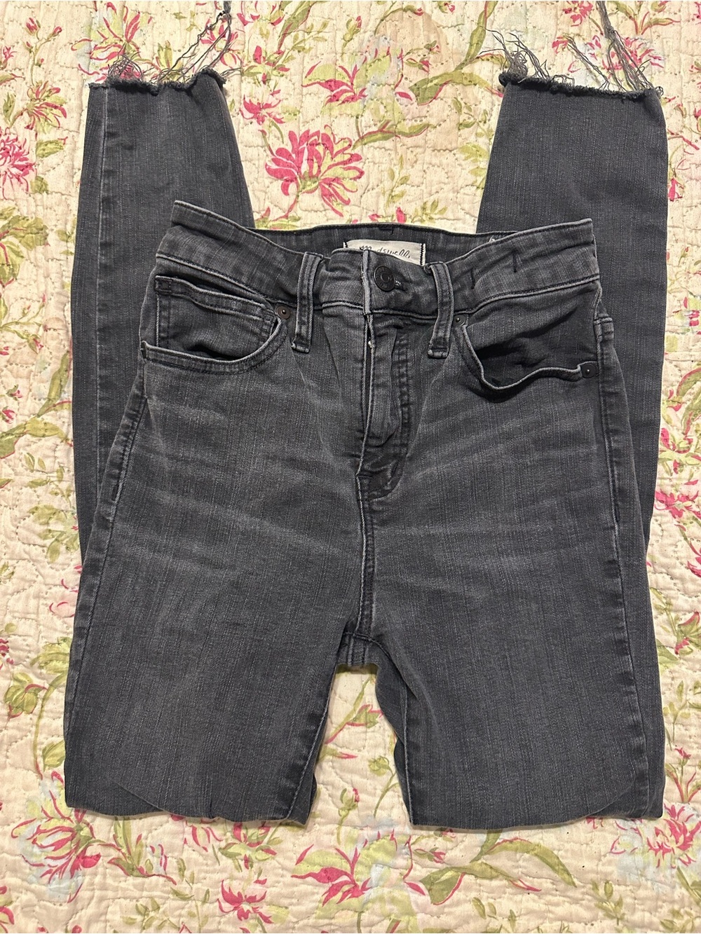 Madewell Curvy High Rise Skinny Jeans Women's 25P Stretch Gray Washed Black